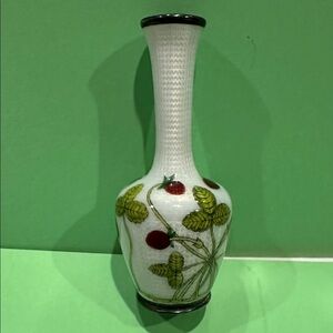 Guilloche Bud Vase “Wild Strawberry” Pattern